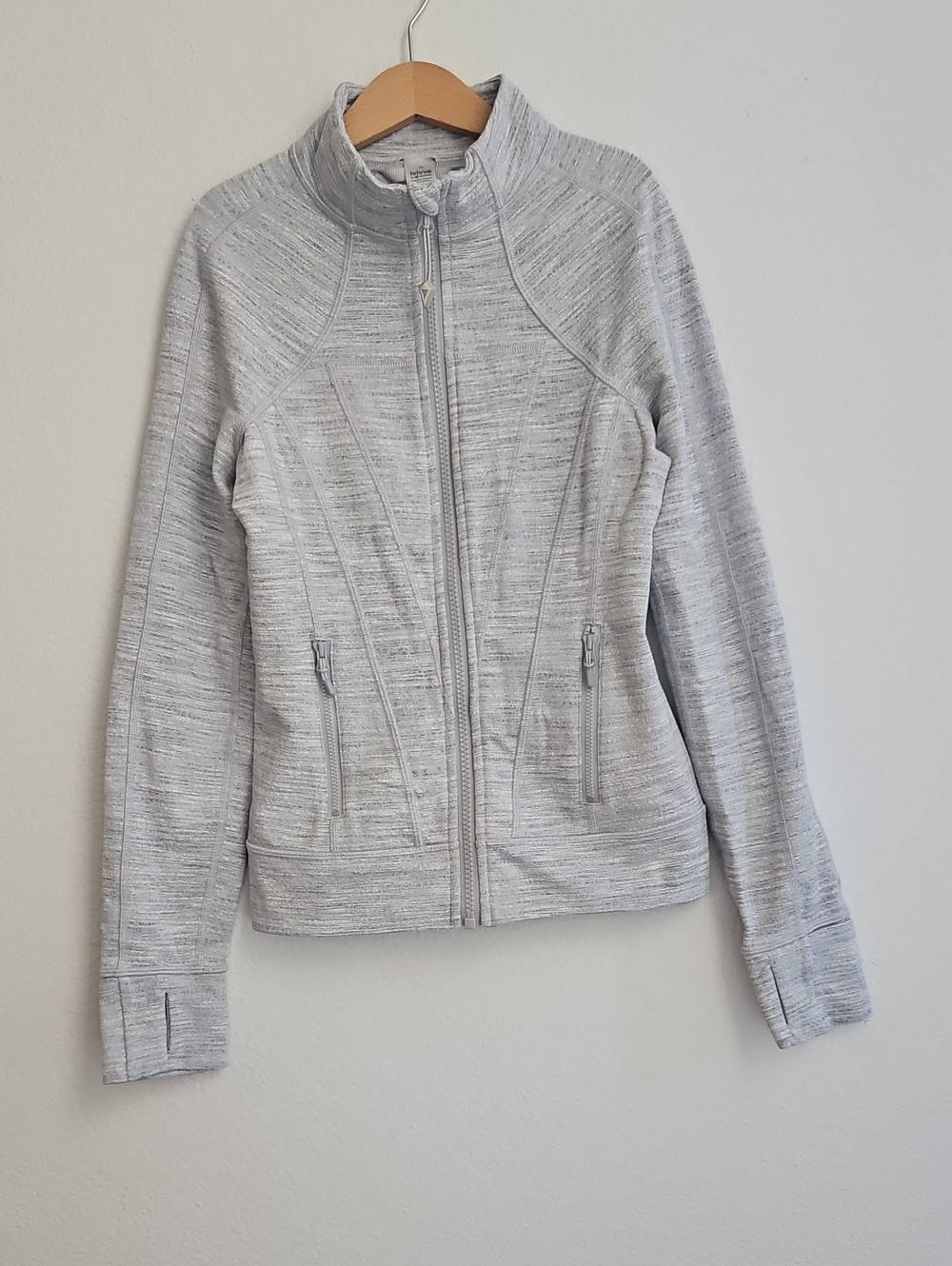 Ivivva By Lululemon Girls Heathered Light Gray Full-Zip Athletic Sweater Size 10